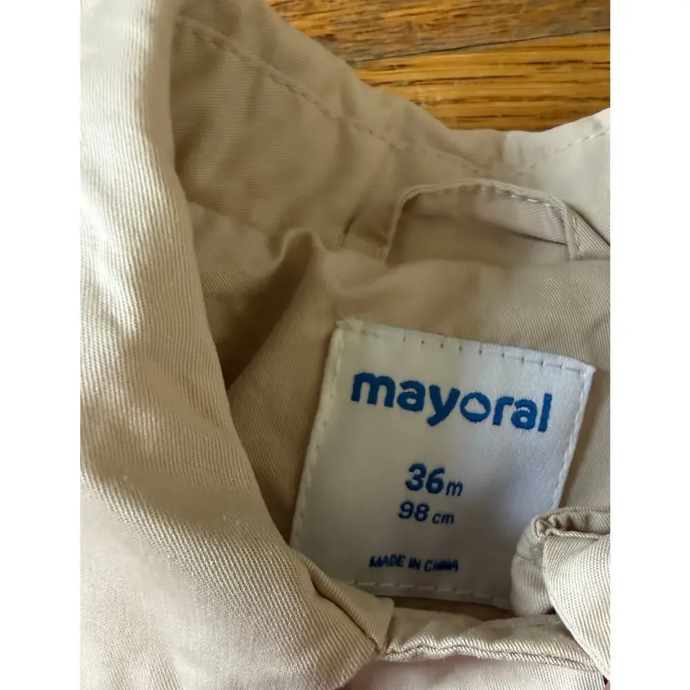 Mayoral Girls' Khaki Button Peacoat Size 3